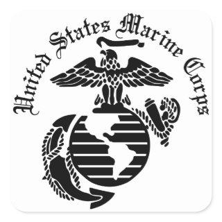 USMC United States Marine Corps Square Sticker
