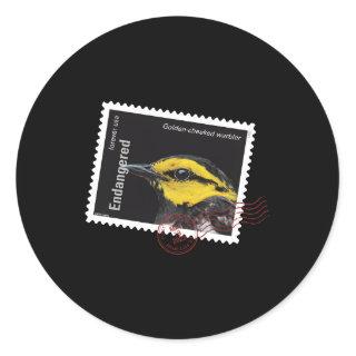 Usps Endangered Species Golden-Cheeked Warbler Pos Classic Round Sticker