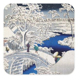 Utagawa Hiroshige - Drum Bridge at Meguro Square Sticker