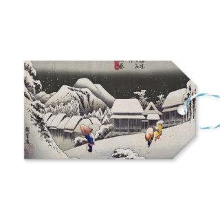 Utagawa Hiroshige - Evening Snow at Kanbara Gift Tags