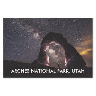 Utah Delicate Arch night stars milky way landscape Tissue Paper