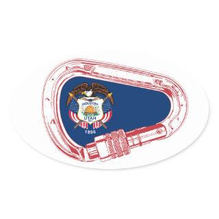 Utah Flag Climbing Carabiner Oval Sticker