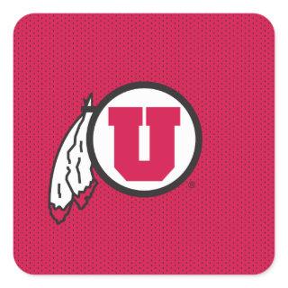 Utah U Circle and Feathers Square Sticker