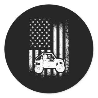 Utv Driver American Flag Utv Sxs Side-By-Side Classic Round Sticker