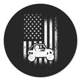 Utv Driver American Flag Utv Sxs Side-By-Side Classic Round Sticker