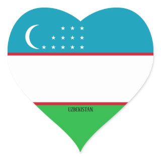 Uzbekistan Flag Patriotic Heart Sticker