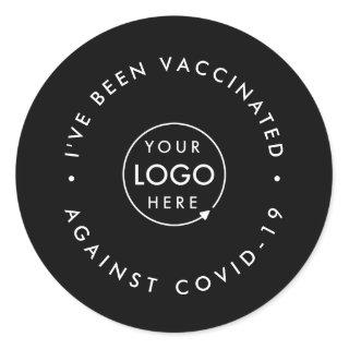 Vaccinated Business Logo | Staff Covid-19 Black Classic Round Sticker