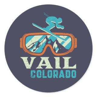 Vail Colorado Retro Skiing Snowboarding Classic Round Sticker