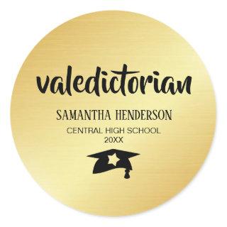 Valedictorian Gold  Personalized Graduation Classic Round Sticker