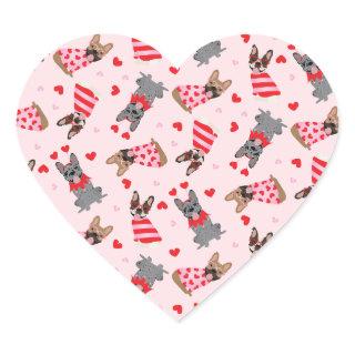 Valentine French Bulldogs Heart Sticker