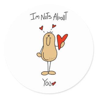 Valentine Nuts About You Classic Round Sticker