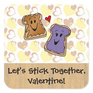 Valentine Peanut Butter and Jelly Square Sticker