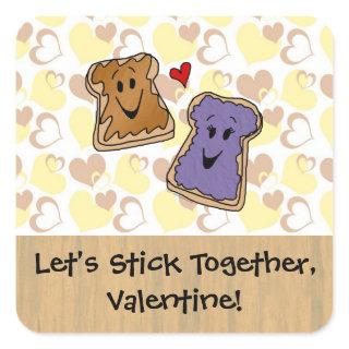 Valentine Peanut Butter and Jelly Square Sticker