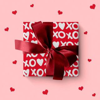 Valentine red white xo hearts love pattern