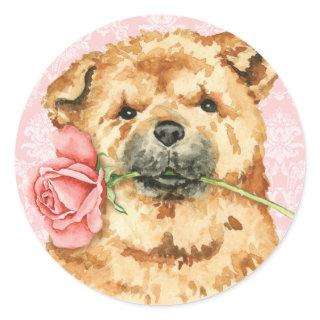Valentine Rose Chow Classic Round Sticker