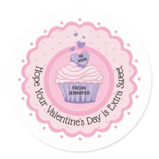 Valentine’s Day Pink Cupcake Classic Round Sticker