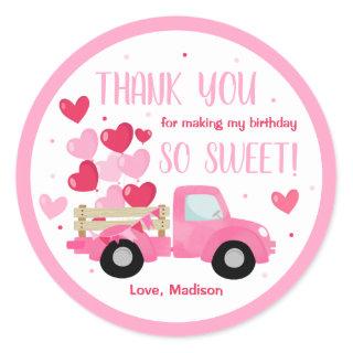 Valentine Sweetheart Pink 1st Birthday Party Favor Classic Round Sticker