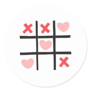 Valentine Tic Tac Toe Classic Round Sticker
