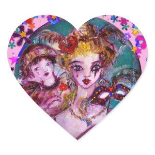 VALENTINE VENETIAN MASQUERADE CONFETTI HEART STICKER