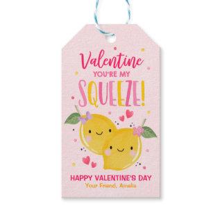 Valentine You're My Main Squeeze Lemon Classroom Gift Tags