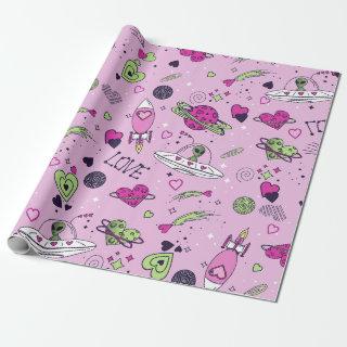 valentines alien love ufo spaceship pink