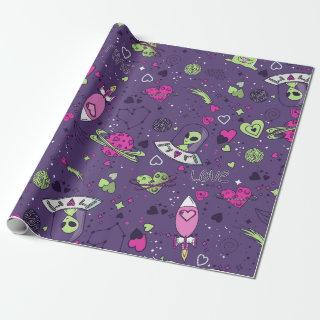 valentines alien love ufo spaceship purple