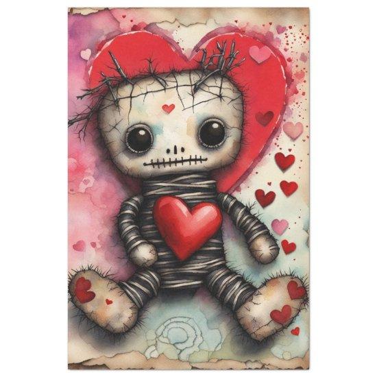 Valentine's Day Adorable Voodoo Doll Decoupage  Tissue Paper