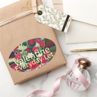 Valentine's Day Art Print Oval Sticker