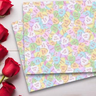 Valentine's Day Candy Hearts Cute Pattern   Tissue Paper