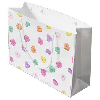 Valentines Day Candy Hearts Pattern Large Gift Bag