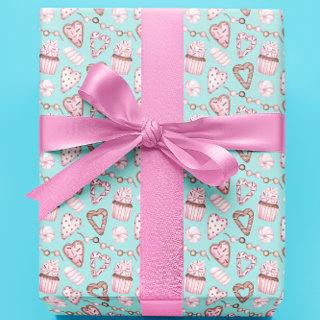 Valentine's Day Cupcake Cookie Watercolor pattern