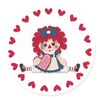 Valentine's Day - Cute Rag Doll Classic Round Sticker