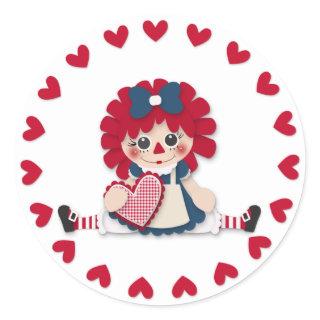 Valentine's Day - Cute Rag Doll Classic Round Sticker