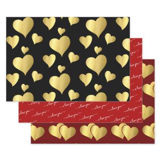 VALENTINE'S DAY FAUX GOLD FOIL I LOVE YOU HEARTS  SHEETS