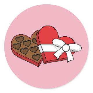 Valentine's Day Heart Chocolate Box Classic Round Sticker