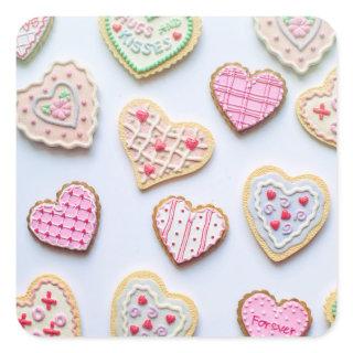 Valentine's day heart cookies       square sticker
