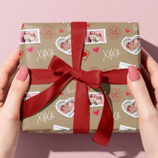 Valentine's Day Hearts and Photo Postage Wrapping