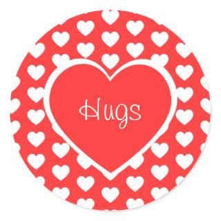 Valentine's Day Hearts Hugs Classic Round Sticker