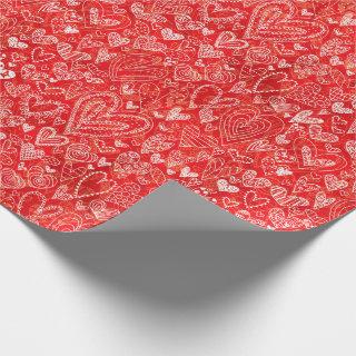 Valentine's Day Hearts on Red