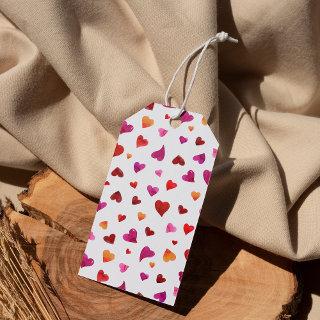 Valentine's day hearts - viva magenta and orange g gift tags