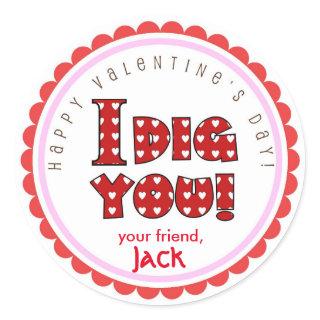 Valentine's Day I dig you stickers