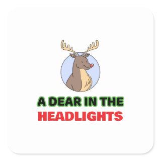 Valentines day love pun dear deer in the headlight square sticker