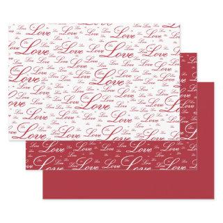 Valentine's Day "Love" Red Typography Pattern  Sheets