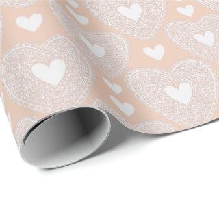 Valentine's Day Peach Lace Heart Pattern