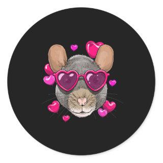 Valentines Day Rat Mouse Heart Couples Love Day Ra Classic Round Sticker
