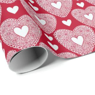Valentine's Day Red Lace Heart Pattern