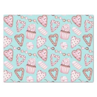 Valentine's Day Watercolor Heart Treats Cookies Tissue Paper