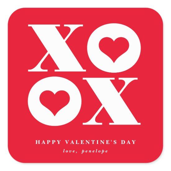 valentine's day xoxo heart square sticker