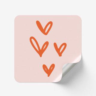 Valentine's Hearts Love Inspired Pink Square Sticker