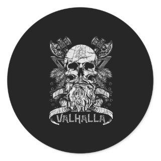 Valhalla Odin Viking Motif Classic Round Sticker